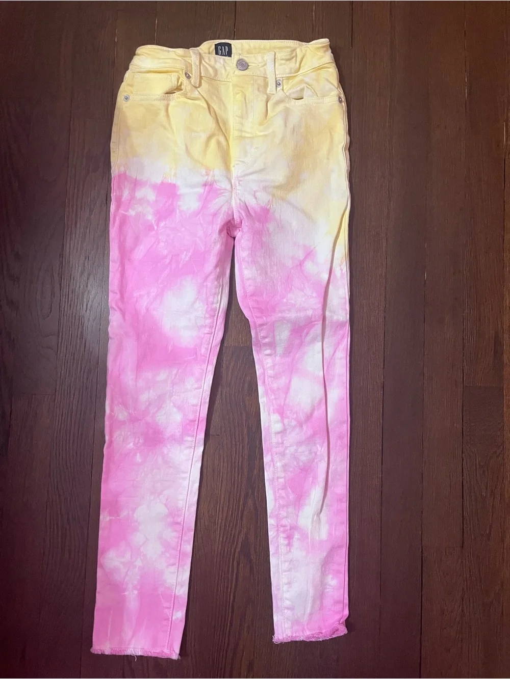 GAP Pink & Yellow Tie-Dye Skinny Jeans
